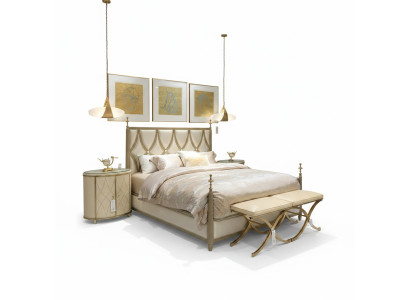 Klassiek bed barok rococo hotelbedden gestoffeerd bed tweepersoonsbed leer