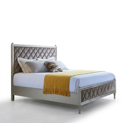 Klassiek ontwerp bed slaapkamer textiel lederen bekleding Italiaanse meubels