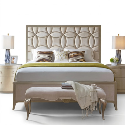 Ontwerper gestoffeerd tweepersoonsbed bedden bed slaapkamer tweepersoonsbed textiel leer