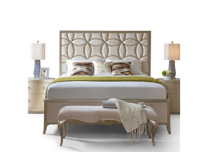 Ontwerper gestoffeerd tweepersoonsbed bedden bed slaapkamer tweepersoonsbed textiel leer