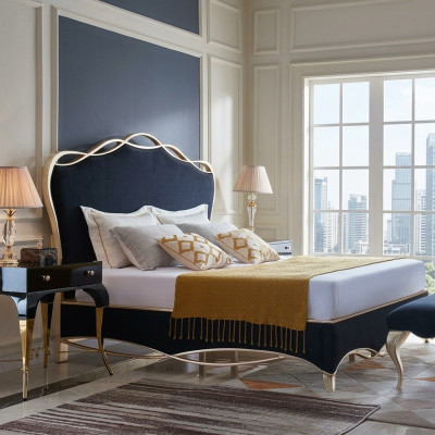 Design Textiel Bed Huwelijks Modern Hotel Frame Luxe Slaapkamer Tweepersoons