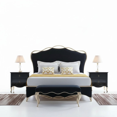 Design Textiel Bed Huwelijks Modern Hotel Frame Luxe Slaapkamer Tweepersoons
