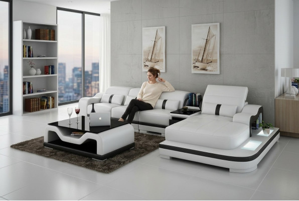 Hoekbank stof L-vorm Slaapfunctie Bank Design Bekleding Textiel Leer Hoek