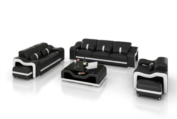 Sofaset 3-zits set Designbanken Bekledingsbanken Ontspan Leder