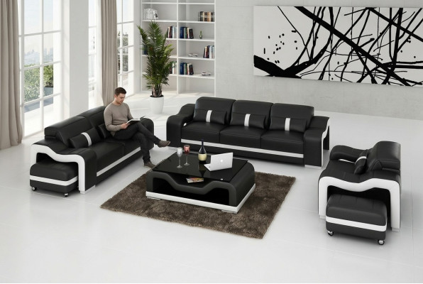 Bankstel 3-zits Set Design Bankstellen Bekleed met Leer Relax