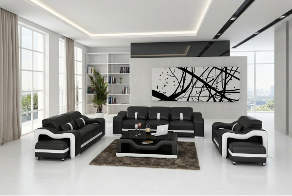 Bankstel 3-zits Set Design Bankstellen Bekleed met Leer Relax