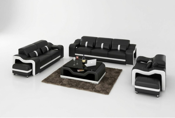 Bankstel 3-zits Set Design Bankstellen Bekleed met Leer Relax