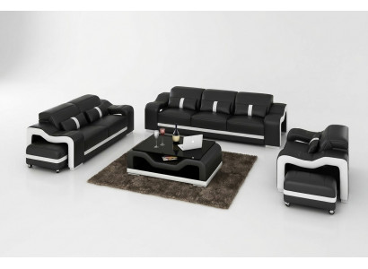 Bankstel 3-zits Set Design Bankstellen Bekleed met Leer Relax