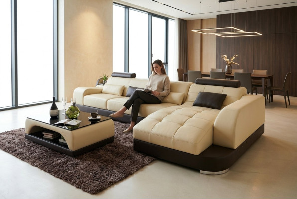 Hoekbank L-vorm Stoffen Bank Woonlandschap Set Design Modern Sofa
