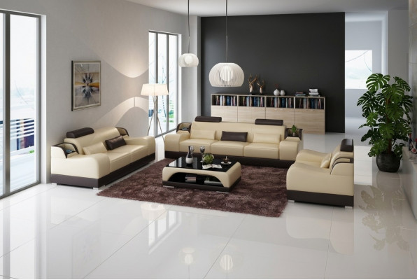 Designer Bankstel 3-zits Bankbank Lederen set met bekleding
