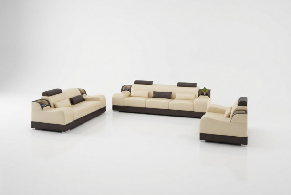 Designer Bankstel 3-zits Bankbank Lederen set met bekleding