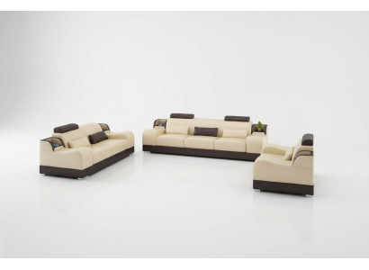 Designer Bankstel 3-zits Bankbank Lederen set met bekleding