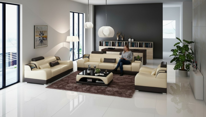 Sofaset met 3 zitplaatsen Set Design Bank Bekleding Banken Bank Moderne