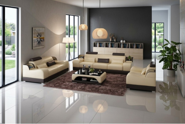 Sofaset met 3 zitplaatsen Set Design Bank Bekleding Banken Bank Moderne