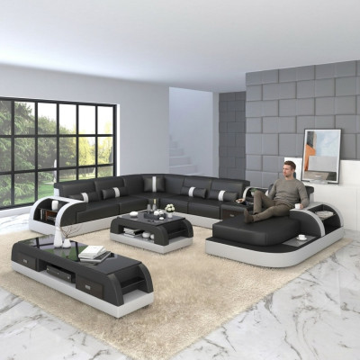 U Vorm Bank Bank Bekleding Set Hoekbank Woonlandschap Ontwerp Leer