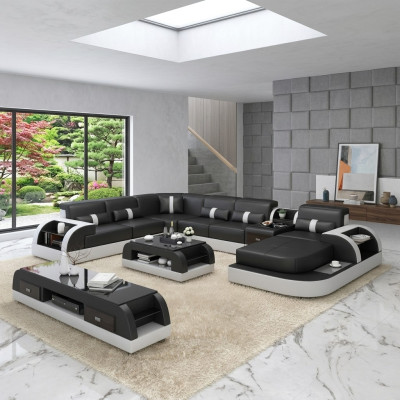 U Vorm Bank Bank Bekleding Set Hoekbank Woonlandschap Ontwerp Leer