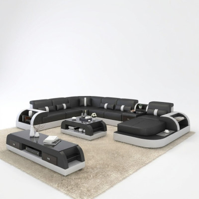 U Vorm Bank Bank Bekleding Set Hoekbank Woonlandschap Ontwerp Leer