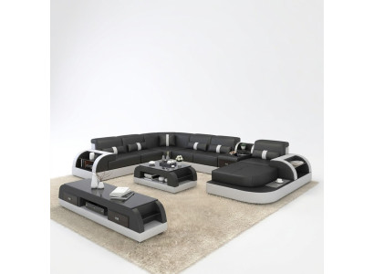 U Vorm Bank Bank Bekleding Set Hoekbank Woonlandschap Ontwerp Leer