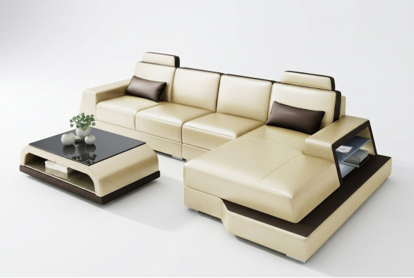 Hoekbank Bank Woonlandschap L Vorm Beklede Bank Leren Bank Beige Bankstellen