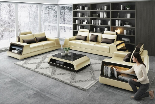 Moderne bankstel met 3 zitplaatsen bank bankstel banken leer