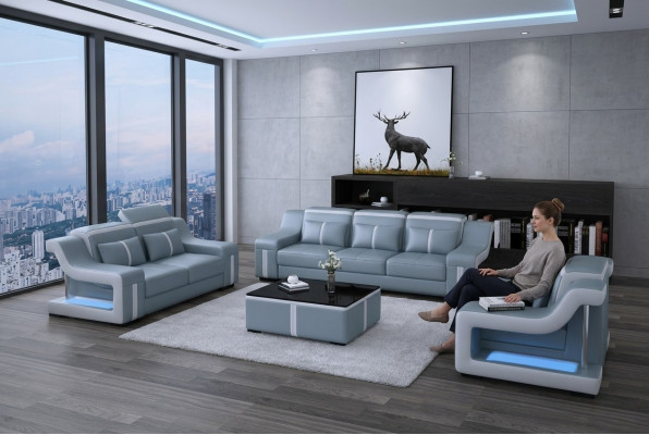 Sofa set bank stof Bank 322 Compleet set sets Ontwerp leer 3-delig.