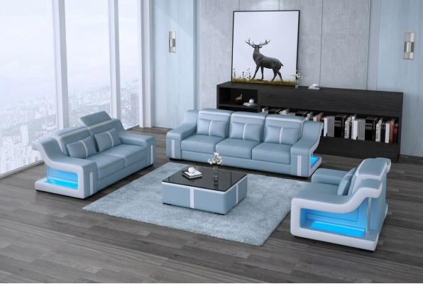 Sofa set bank stof Bank 322 Compleet set sets Ontwerp leer 3-delig.
