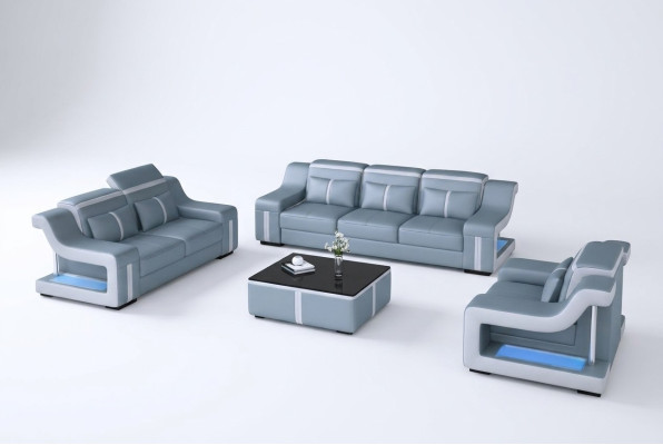 Sofa set bank stof Bank 322 Compleet set sets Ontwerp leer 3-delig.