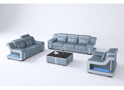 Sofa set bank stof Bank 322 Compleet set sets Ontwerp leer 3-delig.