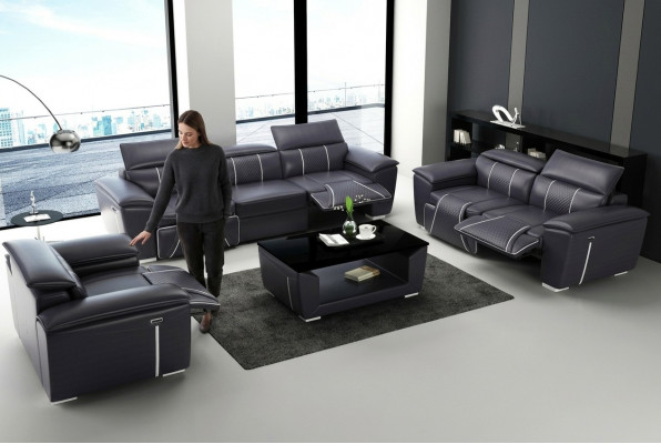 Leren bankstel bankstel 3-zits set set gestoffeerde bank bank ontwerper