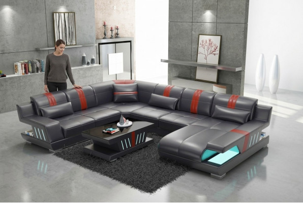Bank U-vorm Leren bank Bankstel Design Modern