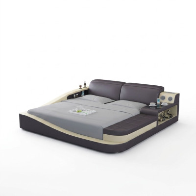 Luxe slaapkamerbed met gestoffeerd design in lederen dubbele hotelbedden textiel