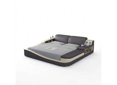 Luxe slaapkamerbed met gestoffeerd design in lederen dubbele hotelbedden textiel