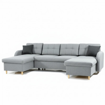 Woonlandschap hoekbank stof U-vorm slaapfunctie bank decor ontwerp bekleding.