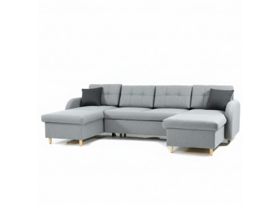 Woonlandschap hoekbank stof U-vorm slaapfunctie bank decor ontwerp bekleding.