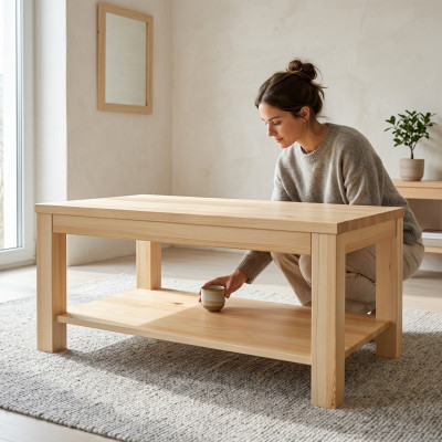 Houten salontafels van massief hout, woonkamer meubels 120x70cm massief tafels.