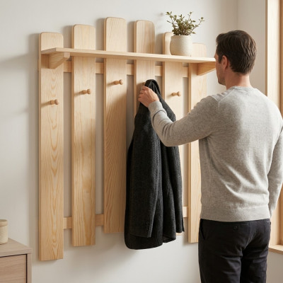 Garderobe Wandgarderobe met 6 haken, wandpaneel halgarderobe garderobepaneel