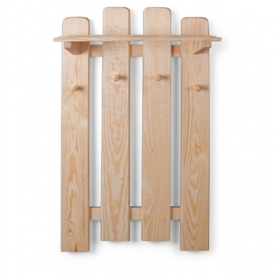 Massief houten kapstokpaneel, massief grenen, aan de muur hangende kapstok, gang van hout, nieuw