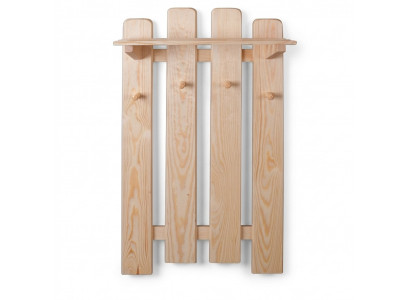 Massief houten kapstokpaneel, massief grenen, aan de muur hangende kapstok, gang van hout, nieuw