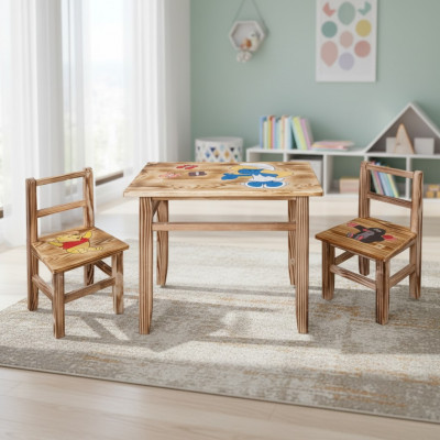 Kindertafelset, 3-delig, tafel met 2 stoelen, kindermeubels, voor kinderkamer