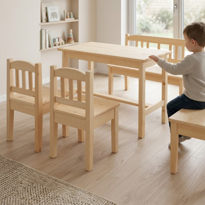 Kindersitzgroep 4-delig kindermeubel set zitgroep kind kinderstoel kindertafel