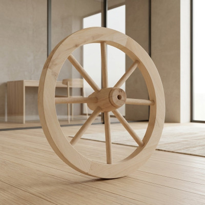 Dekoratief houten wiel Ø 30 cm spaakwiel karrewiel tuindecoratie winkeldecoratie massief hout.
