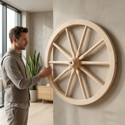 Wagenwiel Houten wiel Spaakwiel 80 cm Muurdecoratie Paardentuig Decoratie Tuin Nieuw