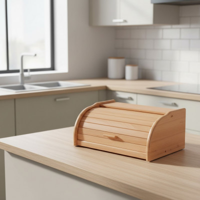 Beuken broodtrommel 40 cm Broodbox rolokoof Brood rolluik Echt hout Doosje