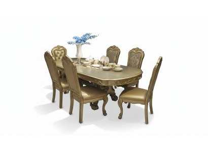 Koninklijke eettafel met 6 stoelen Complete decoratie eetkamer 7-delig.