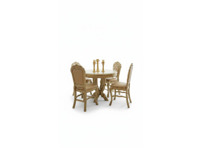 Eettafel 4x stoelen Klassiek eetkamerset 5-delig Set Ronde tafel