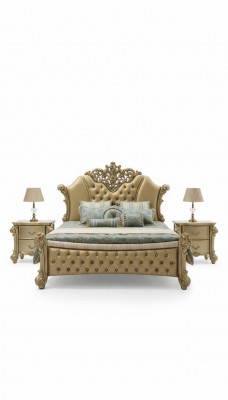 Slaapkamer 3-delig set Bed 2x Nachtkastje Console Bedden Dubbel Luxe