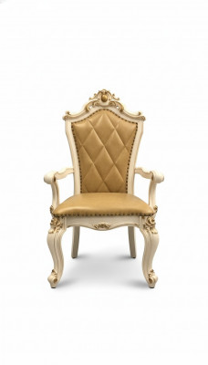 Woonkamerstoelontwerp Eetkamer houten stoelen Gestoffeerde met armleuning.