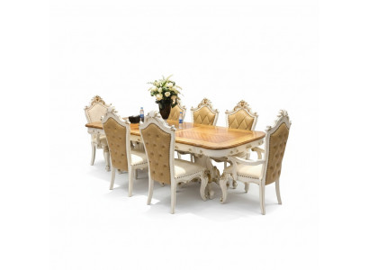 Koninklijke eetkamerset Barok Rococo tafel met 6 stoelen