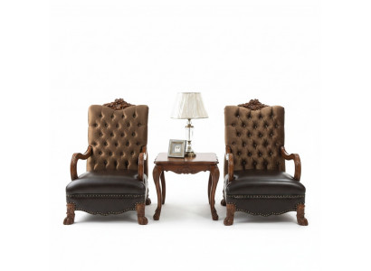 Woonkamerset 2x fauteuil + bijzettafel tafel bank Chesterfield