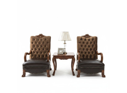 Woonkamerset 2x fauteuil + bijzettafel tafel bank Chesterfield
